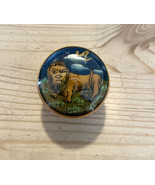 Vintage Wooden Trinket Box with Lion Illustration - $19.99
