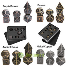 7Pcs/Set Metal Polyhedral Dice Dnd Rpg Mtg Role Playing &amp; Tabletop Games 4Styles - £19.01 GBP
