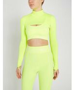 NWT Adam Selman Sport Carbon38 Rib Knit Neon Yellow High Neck Shrug Crop... - €72,84 EUR