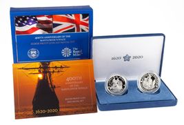 400th Anniversary of the Mayflower Voyage Silver Proof Coin + Medal Set - $417.36