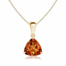 ANGARA Claw-Set Trillion Citrine Solitaire Pendant in 14K Solid Gold | 18&quot; Chain - £403.40 GBP