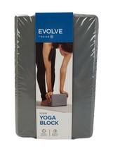 Evolve By Gaiam Foam Yoga Block Gray 9&quot; X 6&quot; X 4&quot; Deepen Stretch Improve Balance - £8.29 GBP