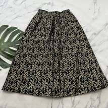 Christine David Womens Vintage Midi Skirt Size M New Gold Black Lace Met... - $32.66