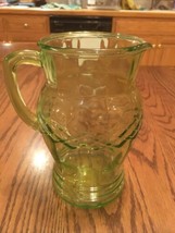 Vintage Pitcher Uranium Green Vaseline Depression Glass Diamond Pattern 6 CUP - £36.42 GBP