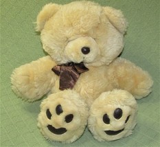 VINTAGE 1990 COMMONWEALTH TEDDY 16&quot; PLUSH BEAR LARGE TAN BROWN RIBBON ST... - $31.50