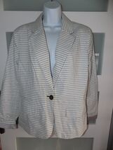 Merona Gray/White Stripe Boyfriend Blazer Jacket Size 14 Women's - $29.99