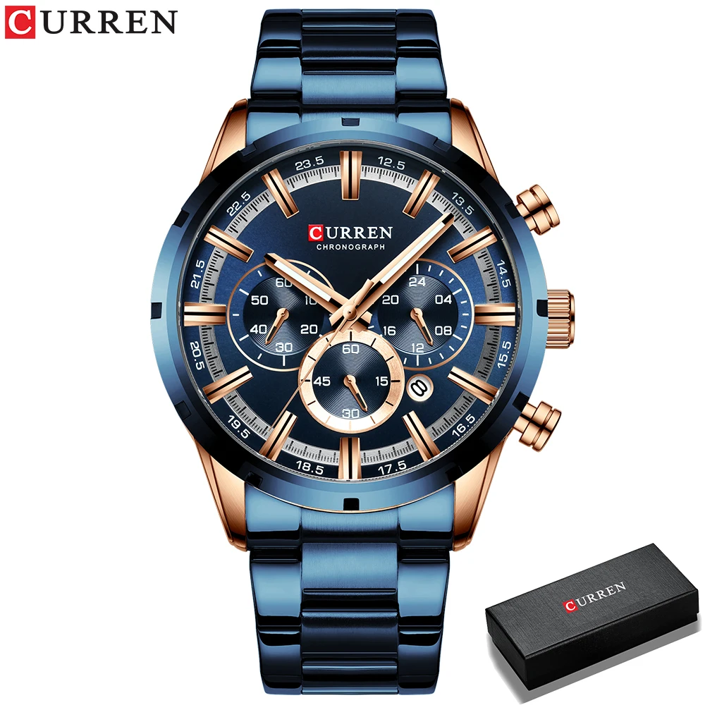 CURREN  Fashion  with Stainless Steel     Watch Men  Masculino - £93.73 GBP