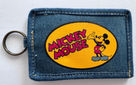 Disney Denim Luggage Backpack Tag  Holder Mickey Mouse 3.25 x 5 inch - $12.86