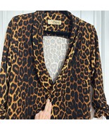 Hybrid &amp; Co Leopard Print Cropped Open Front Blazer Shoulder Pads Size M... - $26.87 CAD