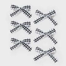 Wild Fable Gingham Bow Hair Clip Set 6pc Black White - $40.43 MXN