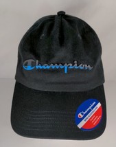 Champion Cap Hat  Black Adjustable  One Size - Black &amp; Blue Logo, Relax Fit - £13.38 GBP