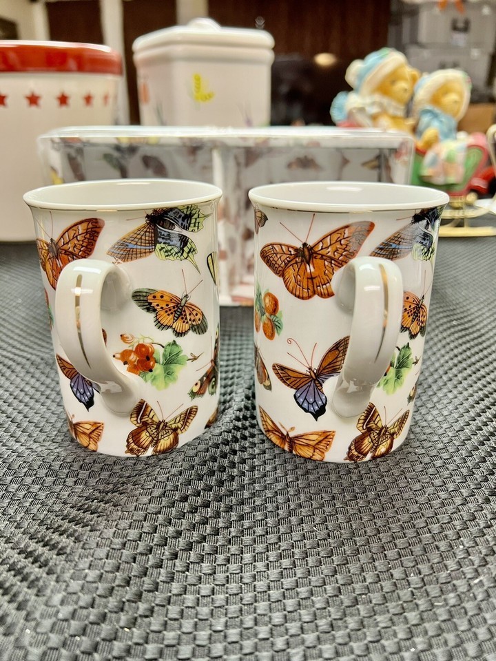 Gorgeous Vintage Butterflies, Strawberries & Flowers Porcelain Mugs Cups Lot 2 Item image 2