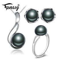 Black Natural  Jewelry Sets for Women 925 Silver Stud Earings Pendant Necklace - £23.03 GBP