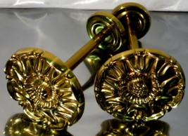 Vintage Art Deco Brass Detailed Flower Cabinet Knob Pull Handles - $24.07