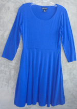 Cynthia Rowley Womens Medium M Dress Knit Stretch 3/4 Sleeve Blue Fit and Flare - £17.07 GBP