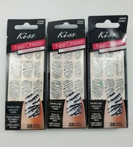 3 x KISS Dress 28 Nail Polish Strips 56699 KDS01 Zebra Black Silver Whit... - $8.99