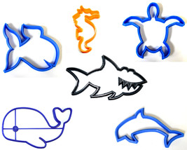 Aquarium Ocean Creatures Fish Sea Horse Shark Set Of 6 Cookie Cutters USA PR1036 - £10.41 GBP