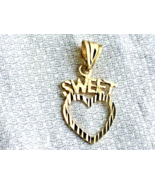 10K Yellow Gold Sweetheart Pendant Diamond Cut Design Fairly Large Bail ... - $92.37