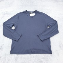 Murano Shirt Mens M Blue Long Sleeve VNeck Pullover Knit Cotton Casual Tee - £17.92 GBP