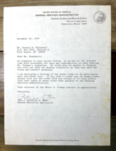 1974 Signed Letter Patricia Kerr National Archives Records Service Truman No COA - £11.18 GBP