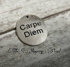 Word Charm Quote Charm Silver Word Pendant CARPE DIEM Seize the Day Charm - $4.94