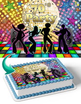 70s Party Disco Edible Image Cake Topper Personalized Birthday Sheet Dec... - €12,92 EUR