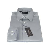 Men Mondego 100% Soft Cotton Dress Business Classic shirt A1300 Gray Herringbone image 3