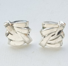 ESTATE MODERNIST 925 STERLING SILVER FREE FORM STUD EARRINGS - $703.88 MXN