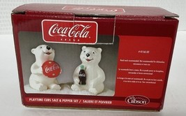 2002 COCA COLA PLAYTIME Polar Bear Cubs SALT AND PEPPER SHAKER SET New I... - $354.26 MXN