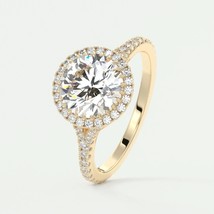Halo Set Cathedral Lab Diamond Engagement Ring 1Ct Center Stone 925 silver ring - £108.56 GBP