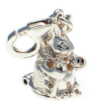Sterling 925 British Silver Opening Mrs Rabbit & Bunny Clip On Charm - $23.83