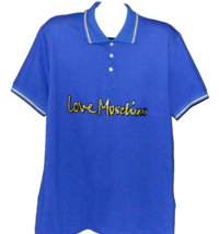 Love Moschino  Men&#39;s Blue Gold Logo Cotton Polo Shirt Size 3XL - £102.55 GBP
