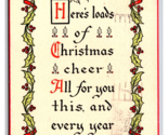 Loads of Christmas Cheer Callligraphy Holly Ribbon Border DB Postcard A16 - $3.91
