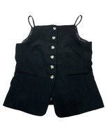 Christian Lacroix Top Womens 8 Black Crepe Strappy Vest Button Front Cla... - $69.46 CAD
