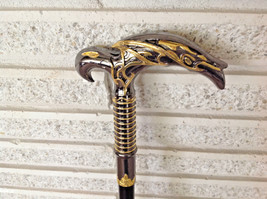 Cane ART DECO EAGLE Derby Fritz Handle Walking Stick with Ringed Shaft Collar - £38.55 GBP