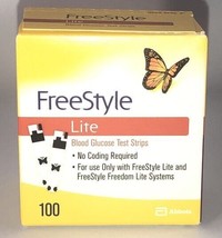 1-Abbott FreeStyle Lite Blood Glucose Diabetic Test Strips 100 CT. Exp 3... - $98.88