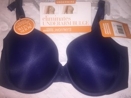 Warner&#39;s Underwire Bra Blissful Benefits Extra Coverage 34C NAVY NWT Style 3561 - £23.74 GBP