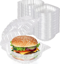 Plastic 5 X 5 Inch Clamshell Takeout Trays (100 Pack) - Dessert Containers - Pla - £31.91 GBP