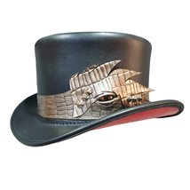Crocodile Eye Band Leather Top Hat - £235.51 GBP