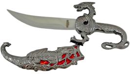 10" Fantasy Dragon Dagger Knife Sword Fixed Blade With Sheath Stainless Steel image 2