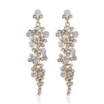 Clear Cubic Zirconia &amp; 18K Gold-Plated Cluster Drop Earrings - £12.04 GBP