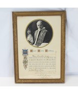 Catholic Pope Pius XI 1929 Signed Benediction Vatican Seal w/Photo Framed - $294.86 CAD