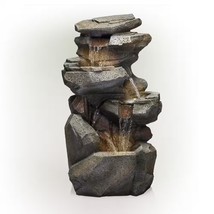Alpine Corporation 40 in. Tall Outdoor 5-Tier Rock Cascading Waterfall Fountain - £233.62 GBP