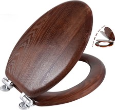 Angel Shield Elongated Wood Toilet Seat With Quiet Close, Easy, Dark Walnut). - £50.29 GBP