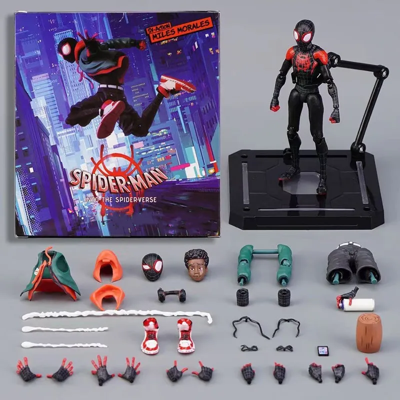 Sentinel Sv Action Spiderman Miles Morales Action Figure Model Spider-Man Into - £28.25 GBP