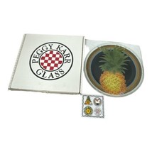 Peggy Karr Fused Art Glass Round Plate 11.25&quot; Pineapple Tropical Fruit Signed - $28.05