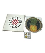 Peggy Karr Fused Art Glass Round Plate 11.25&quot; Pineapple Tropical Fruit S... - £22.21 GBP