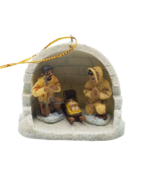 Vintage Igloo Nativity Scene Christmas Ornament Golder Image Alaska Hanging - £28.27 GBP