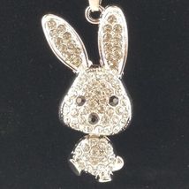 Rhinestone Bunny Rabbit Necklace Fashion Jewelry Silver Chain image 4