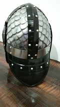 Casco medievale in acciaio vichingo con casco forgiato a mano Chainmail - £101.72 GBP